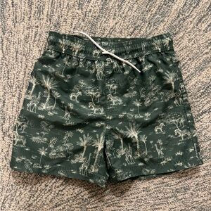 Janie and Jack Jungle Print Green Swim Trunks